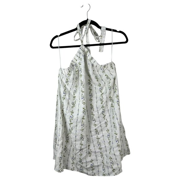 Reformation Maui Floral Cottage Linen Halter Mini Dress Size Large - Picture 6 of 7
